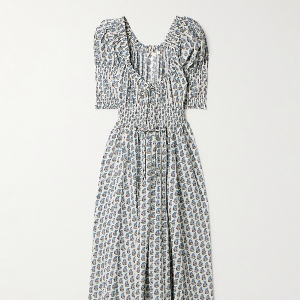 Doen Ischia Floral Print Cotton Blend Midi Dress